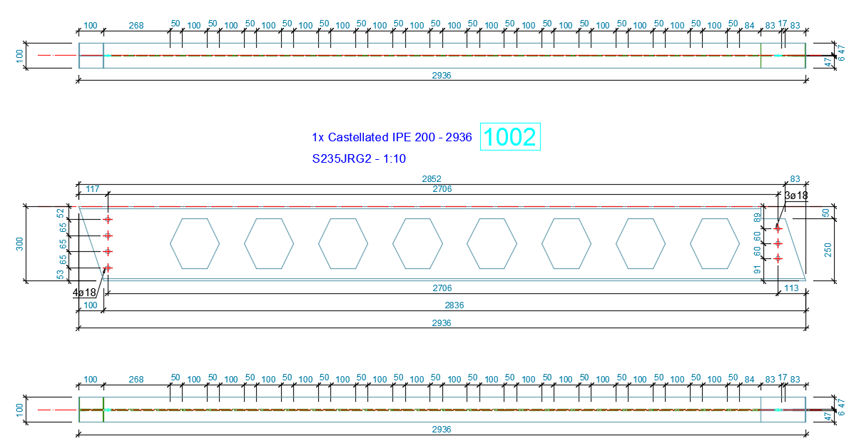 How to configure a single part drawing style for a castellated/cellular beam?