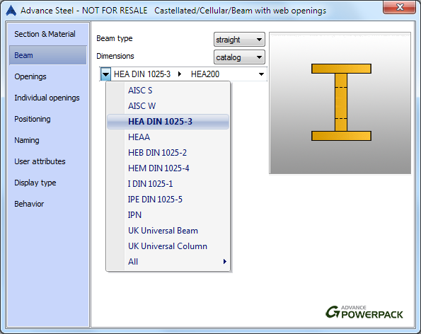 How the castellated/cellular beams from catalogue or user defined are modeled?