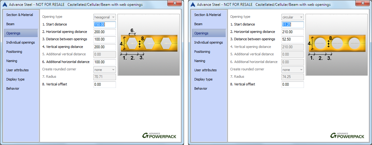 How the castellated/cellular beams from catalogue or user defined are modeled?