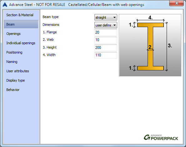 How the castellated/cellular beams from catalogue or user defined are modeled?